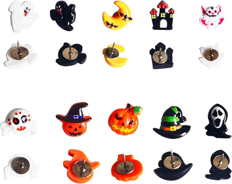 Supfoxer Halloween Push Pins- Fun Pumpkin, Ghosts Halloween Decorations Pins Resin Thumbtacks for Cork Boards,Photo Walls, Notice Boards, School Thumbtacks Supplies (30pcs) - Image 3
